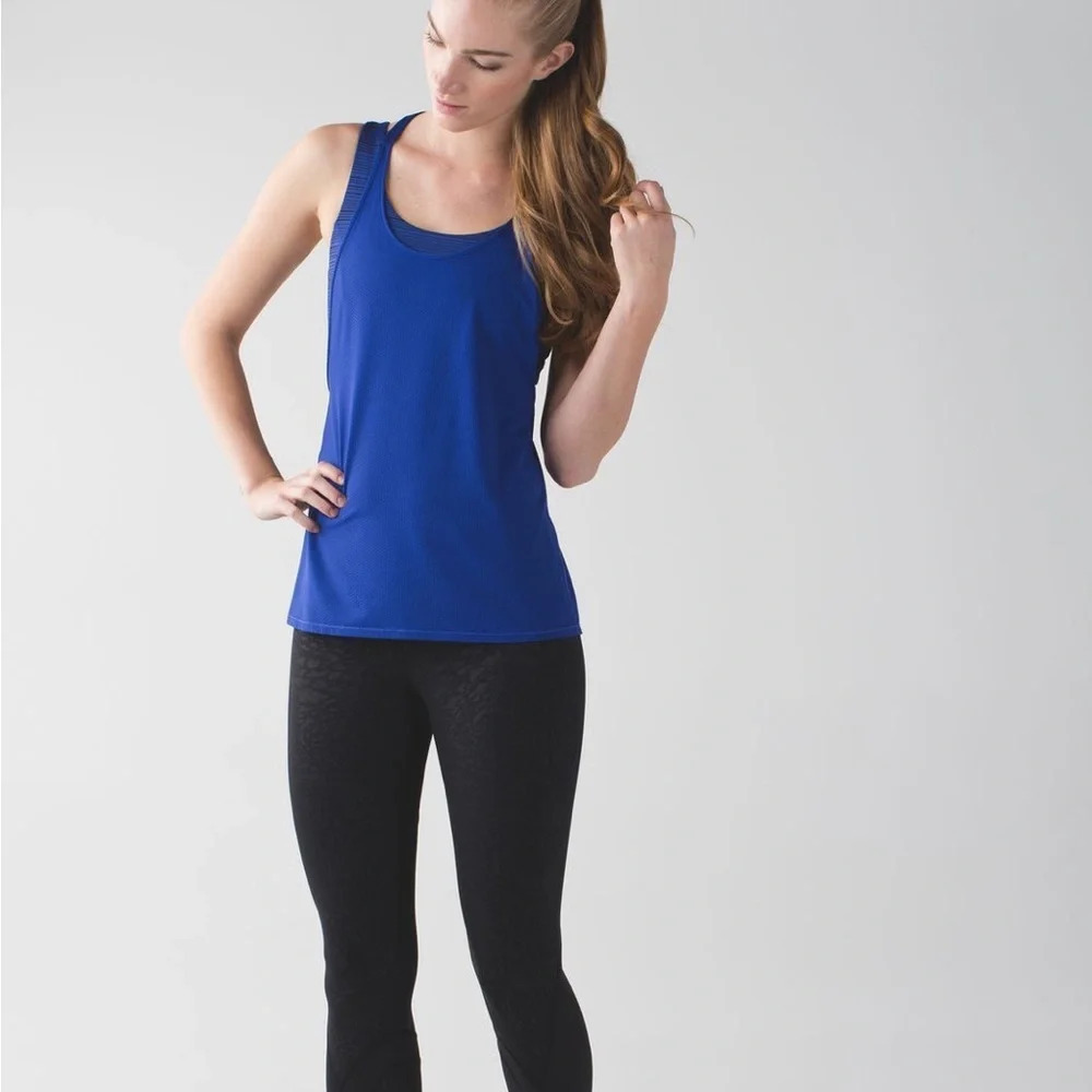 Lululemon All Sport Support TankSapphire Blue / Kanto Stripe Sapphire Blue Black